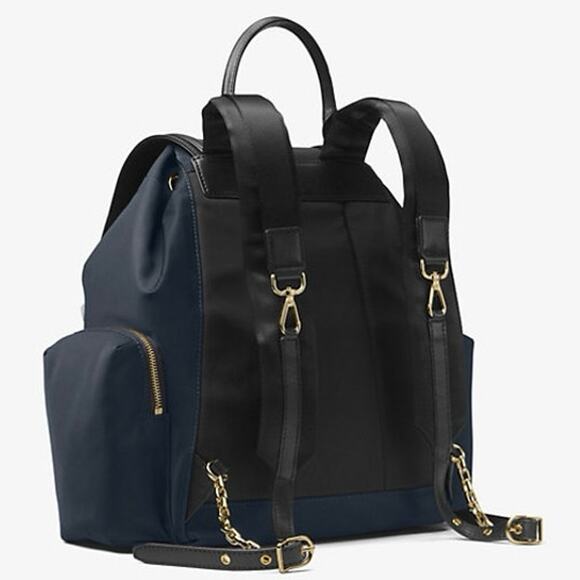 Michael Kors‎ Mott Large Nylon Diaper Backpack Navy Black Gold Luxe Mom Bag main image 10